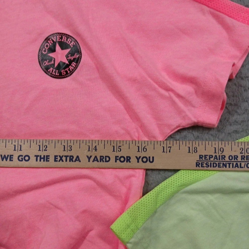 Converse Girls Crop Tee Lot of 2 Size‎ M 10–12 Pink Green All Star